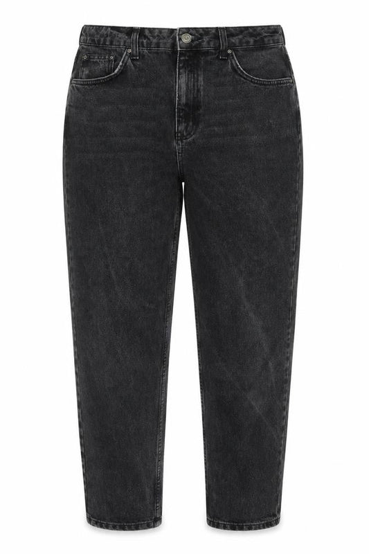 Topshop Womens Black Cotton Tapered Jeans Size 30 in Regular Zip