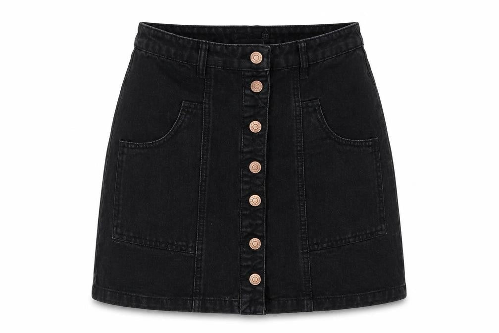 Stradivarius Womens Blue Chlorofibre A-Line Skirt Size 10 Button