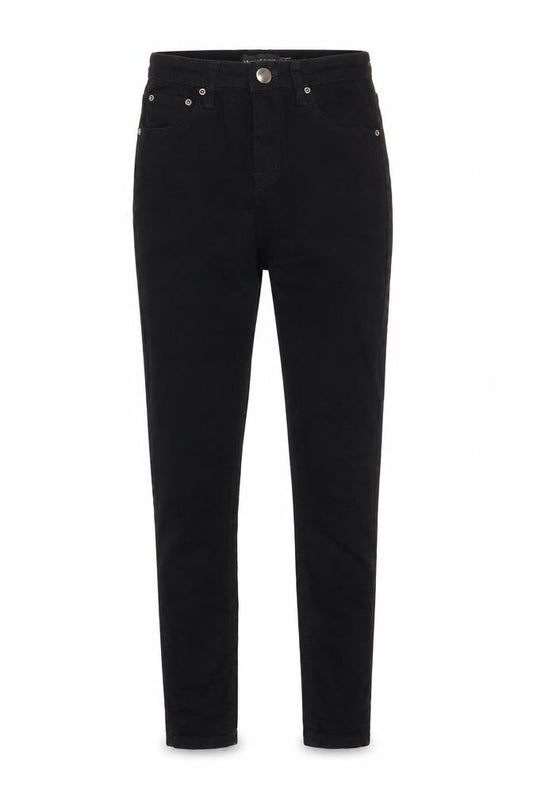 Front view of I SAW IT FIRST women’s black cotton skinny jeans, size UK 6, regular zip