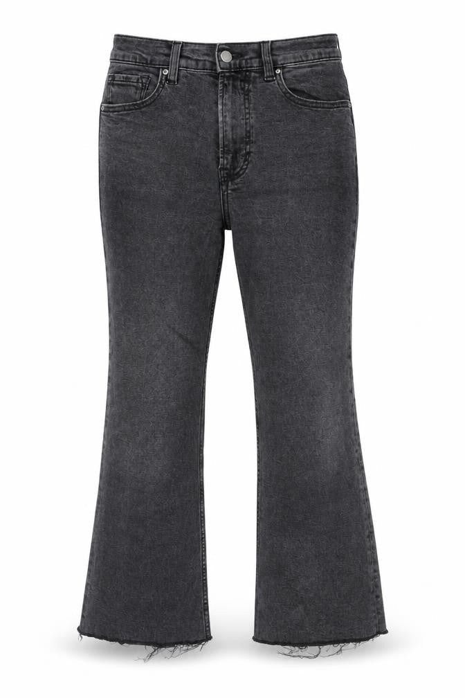 Mango Womens Grey Cotton Bootcut Jeans Size 8 Regular Zip - Frayed Hem