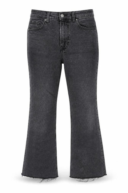 Mango Womens Grey Cotton Bootcut Jeans Size 8 Regular Zip - Frayed Hem