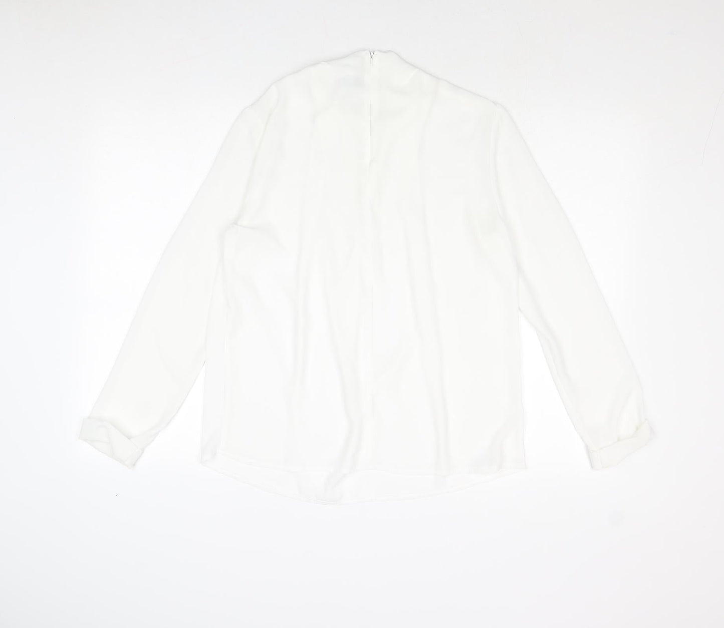 Topshop Womens White Polyester Basic Blouse Size 12 Mock Neck