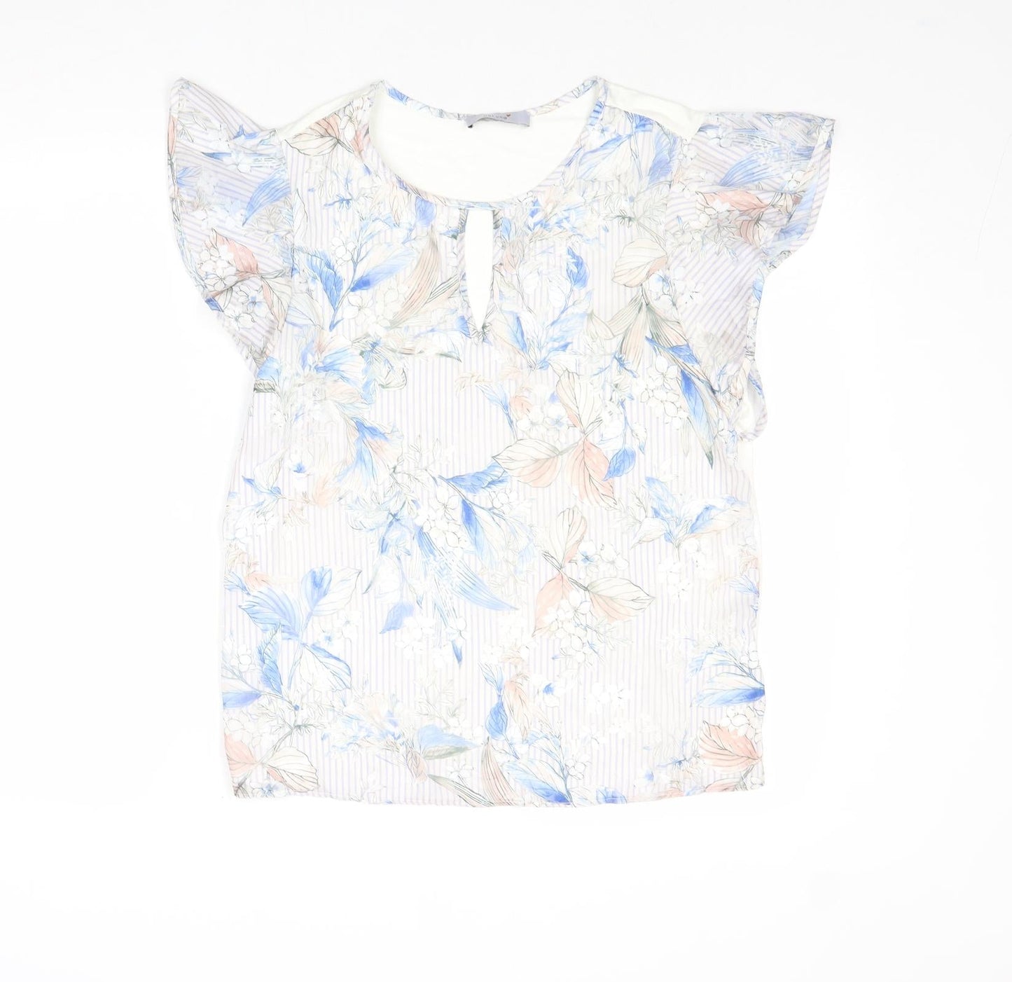 Per Una Womens Multicoloured Floral Polyester Basic Blouse Size 12 Round Neck