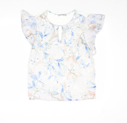 Per Una Womens Multicoloured Floral Polyester Basic Blouse Size 12 Round Neck