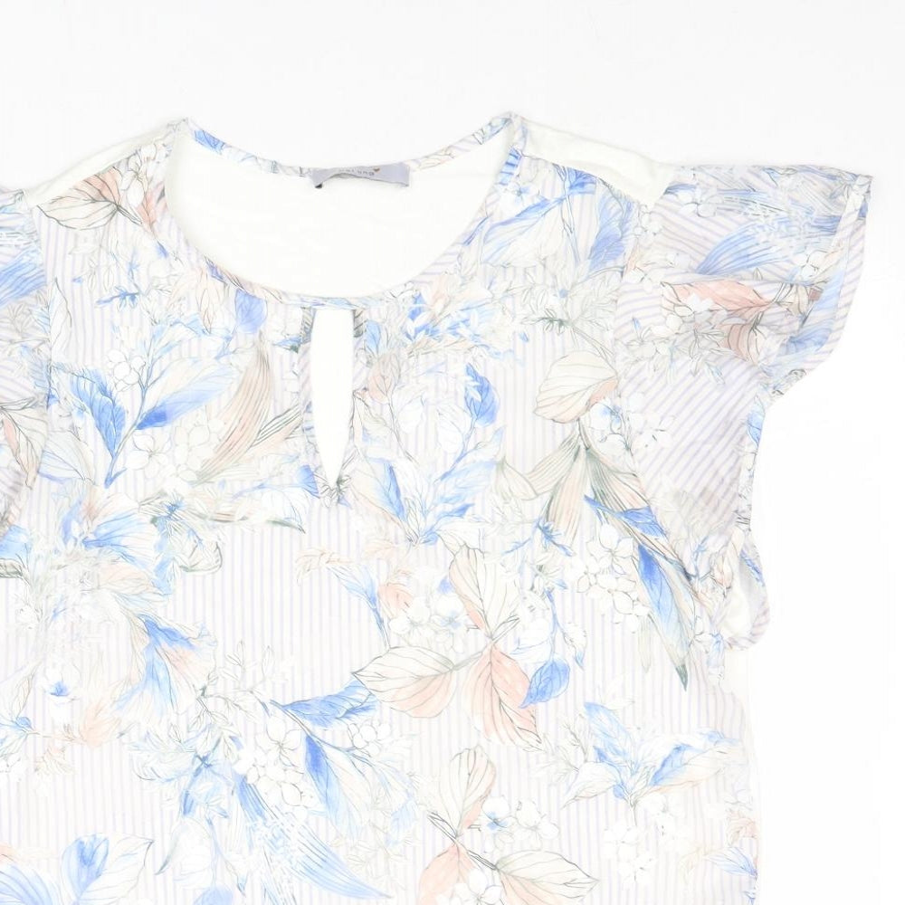 Per Una Womens Multicoloured Floral Polyester Basic Blouse Size 12 Round Neck
