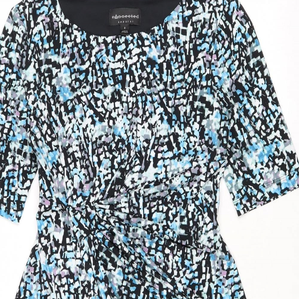 Connected Apparel Womens Multicoloured Geometric Polyester A-Line Size 8 Round Neck Pullover