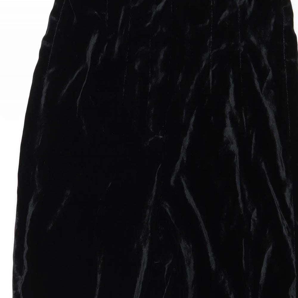 Zara Womens Black Polyester Trousers Size S Regular Zip