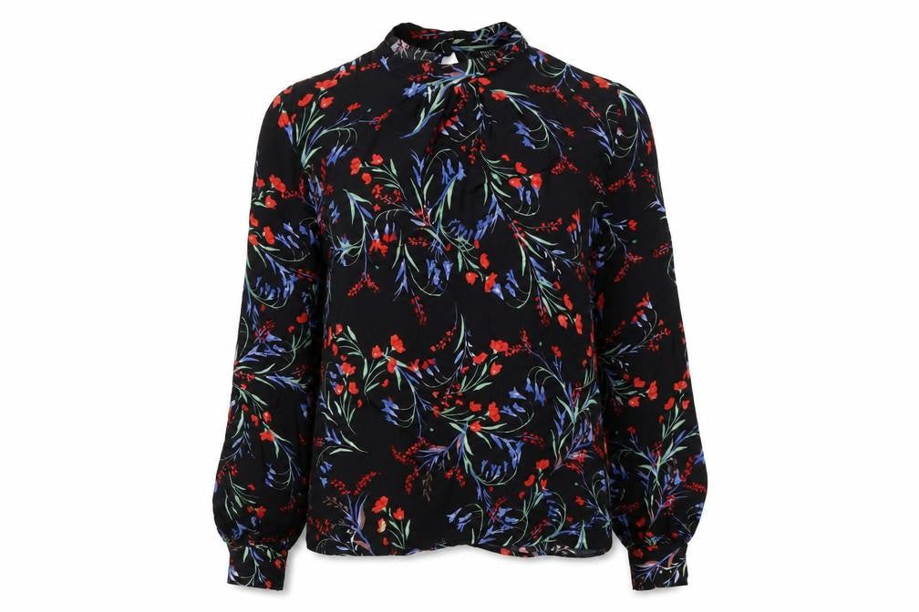 Topshop Womens Multicoloured Floral Viscose Basic Blouse Size 6 Round Neck