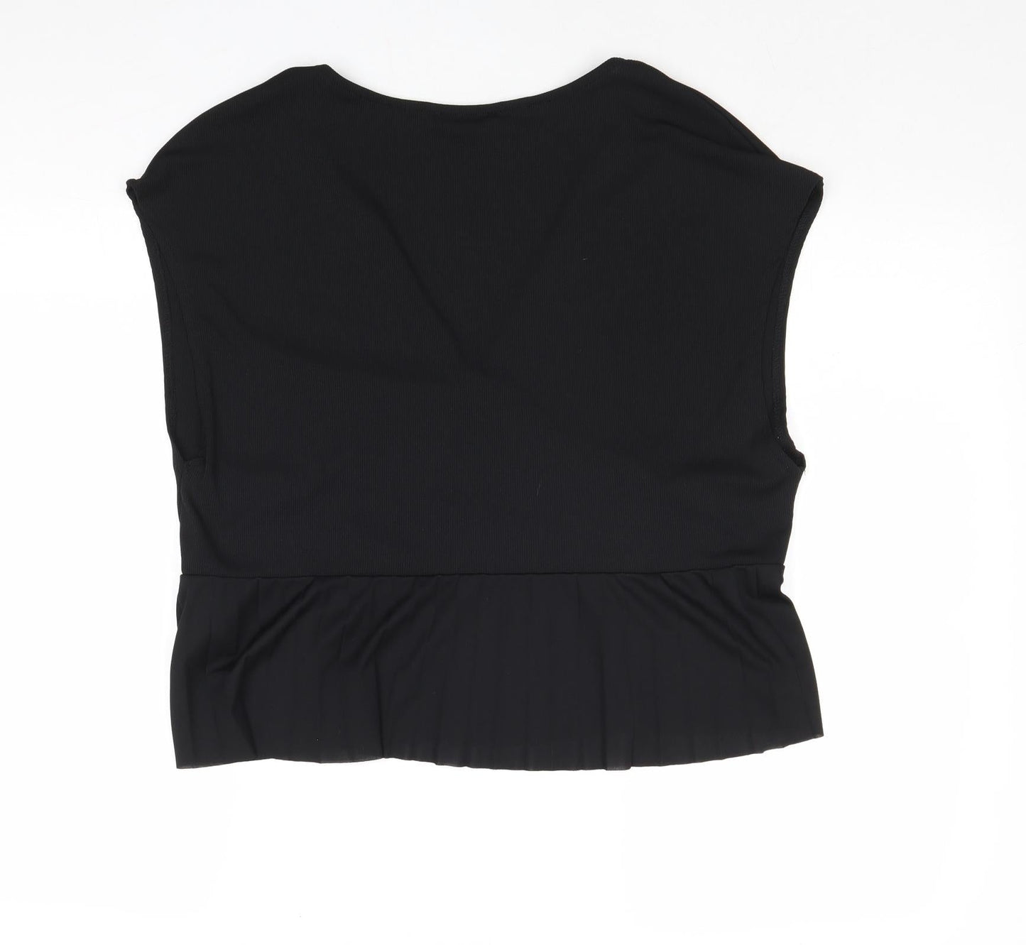 Zara Womens Black Polyester Basic Blouse Size L V-Neck