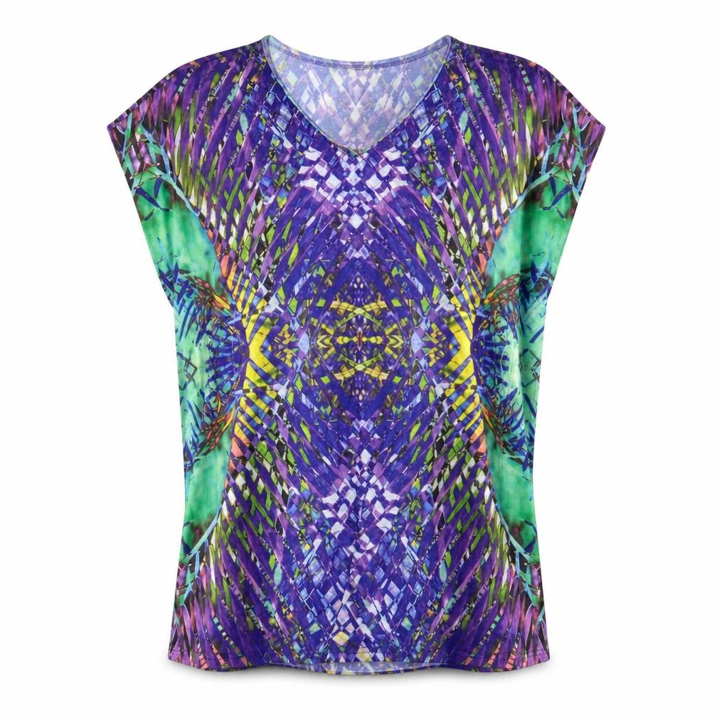 H&M Womens Multicoloured Geometric Polyester A-Line Size XS V-Neck Pullover