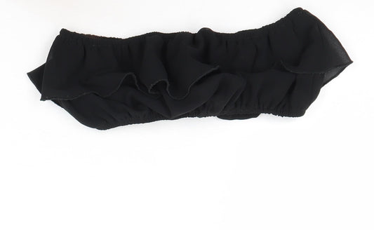 PRETTYLITTLETHING Womens Black Polyester Cropped Tank Size 4 Off the Shoulder