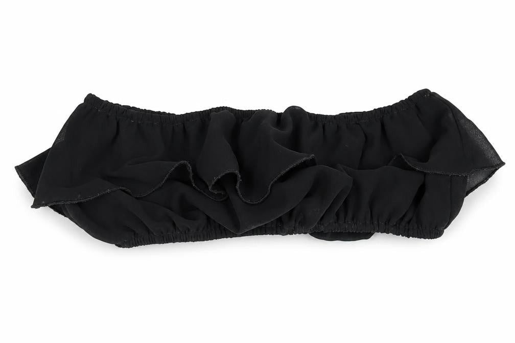 PRETTYLITTLETHING Womens Black Polyester Cropped Tank Size 4 Off the Shoulder