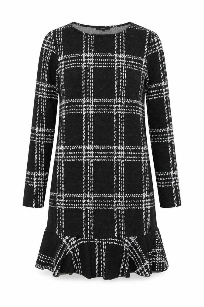 NEXT Womens Grey Check Polyester Jumper Dress Size 10 Round Neck Pullover