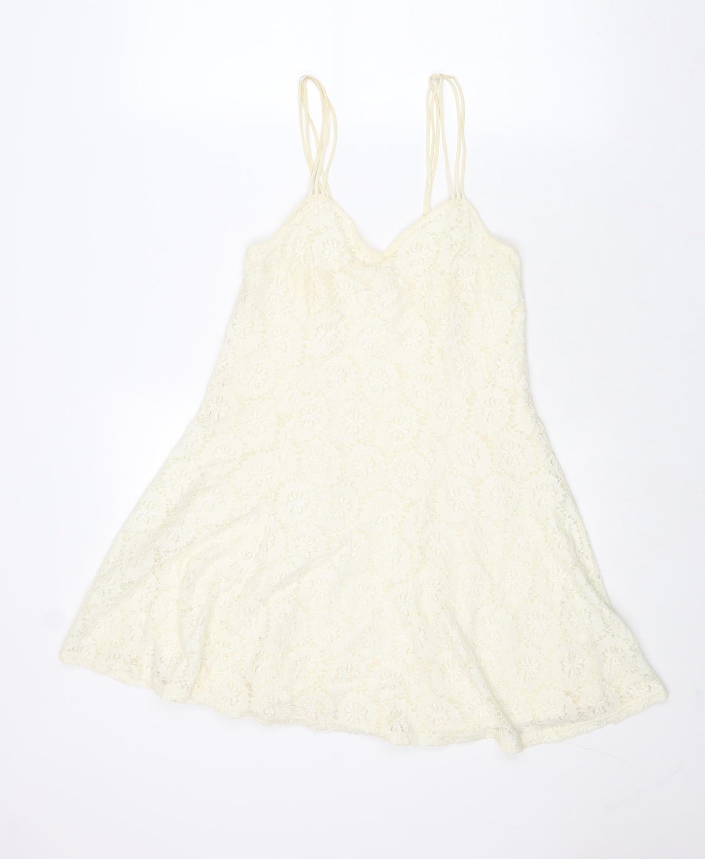 Pins & Needles Womens Ivory Floral Cotton Tank Dress Size XS V-Neck Pullover