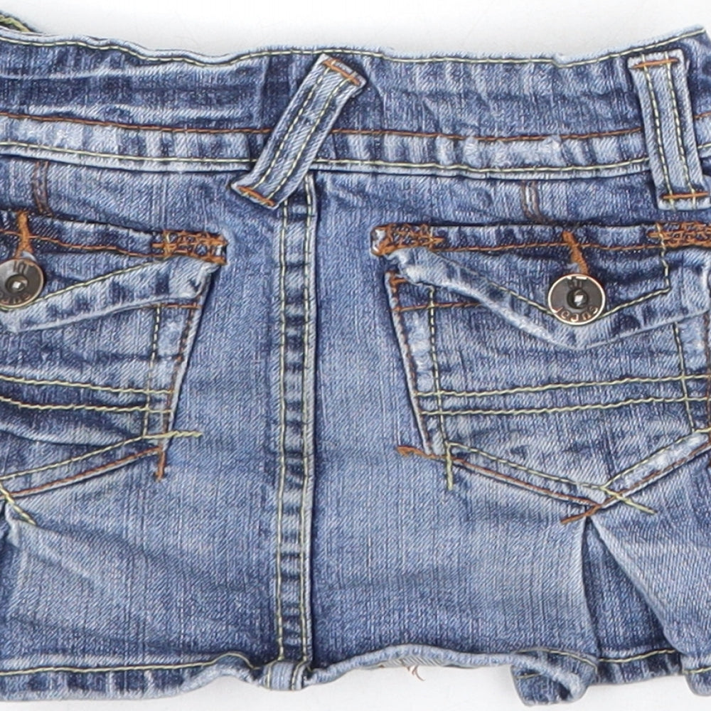 It Jeans Girls Blue Cotton Mini Skirt Size 4 Years Regular Zip