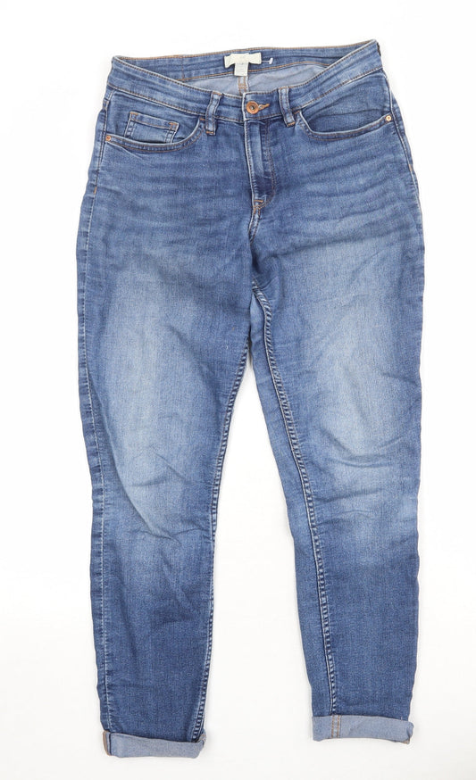 H&M Womens Blue Cotton Skinny Jeans Size 6 Regular Zip