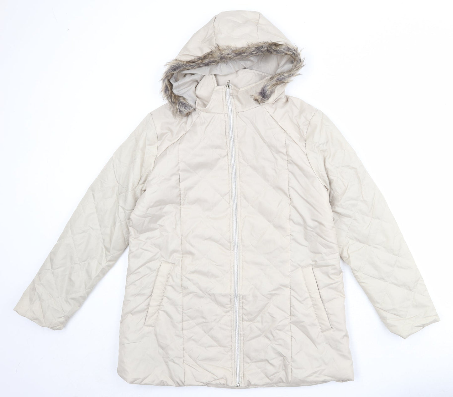 Anne de Lancay Womens Beige Puffer Jacket Jacket Size S Zip