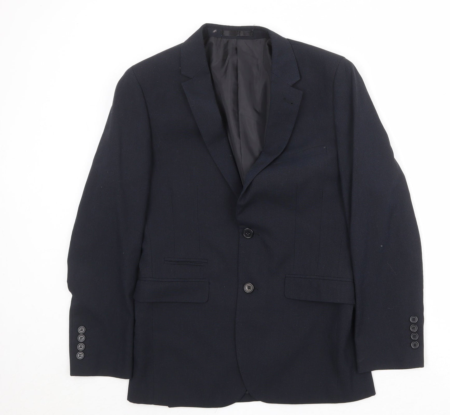 One Six Five Mens Blue Polyester Jacket Suit Jacket Size 36 Regular