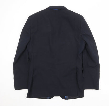 ONESIX5IVE Mens Blue Polyester Jacket Suit Jacket Size 36 Regular