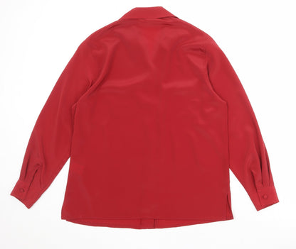 Essentials Womens Red Polyester Basic Button-Up Size 10 Collared