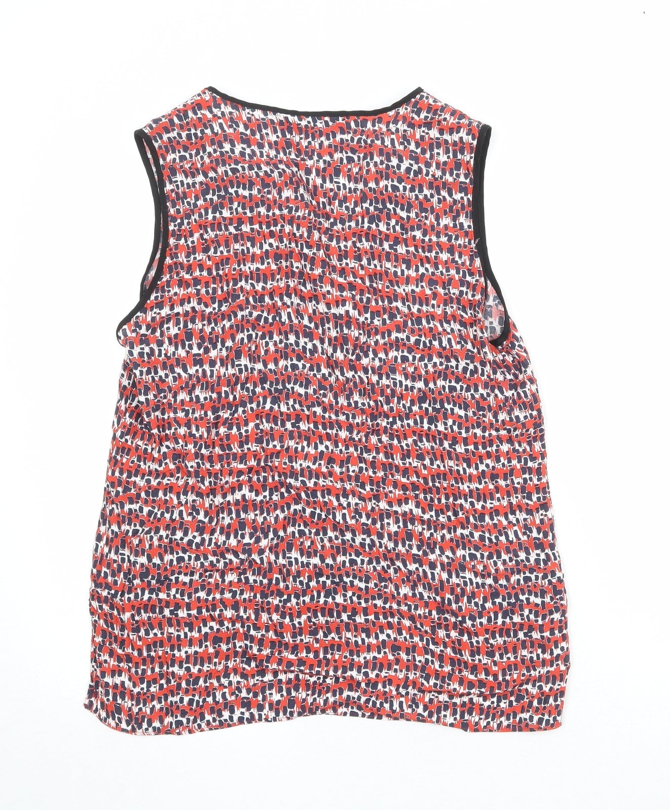 Zara Womens Red Geometric Polyester Basic Tank Size M V-Neck
