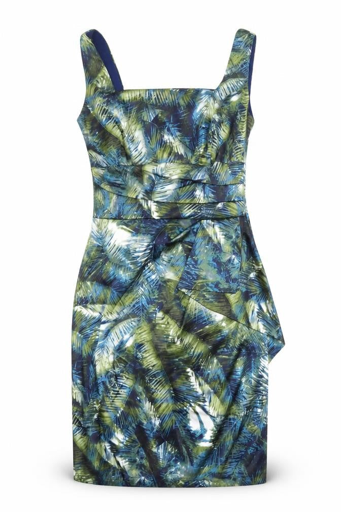London Times Womens Multicoloured Geometric Polyester Shift Size 10 Square Neck Zip