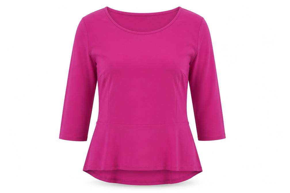 DENNIS Womens Purple Polyester Basic Blouse Size M Round Neck