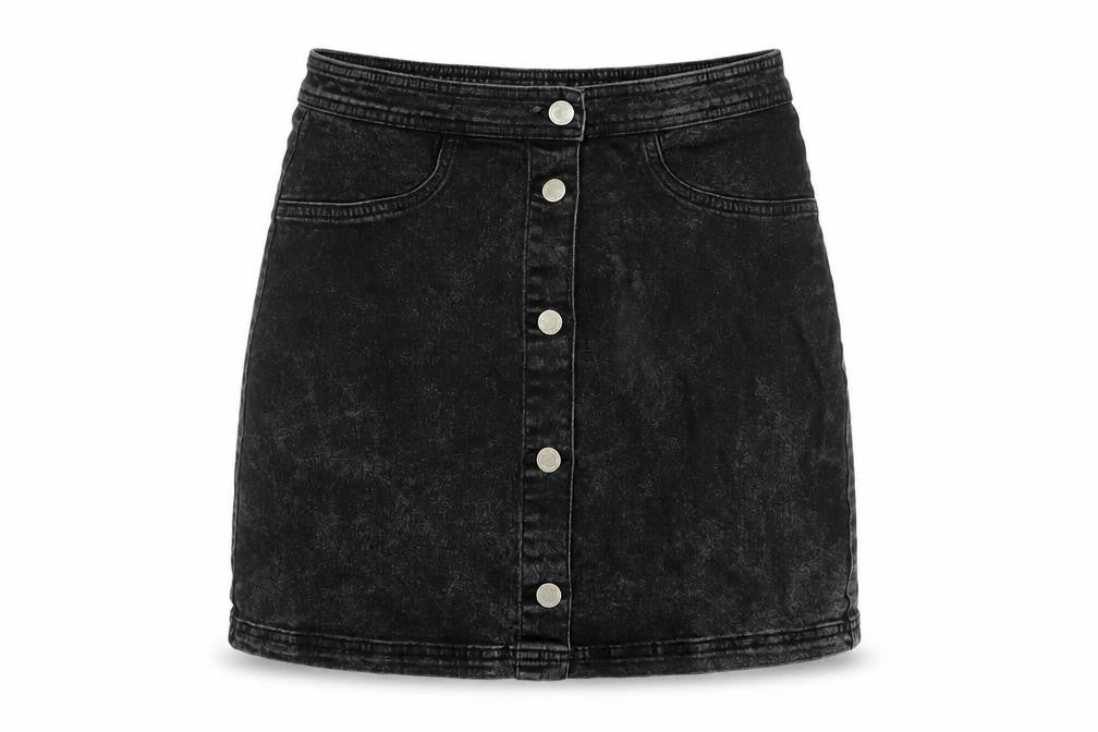 H&M Girls Black Cotton Mini Skirt Size 14 Years Regular Button