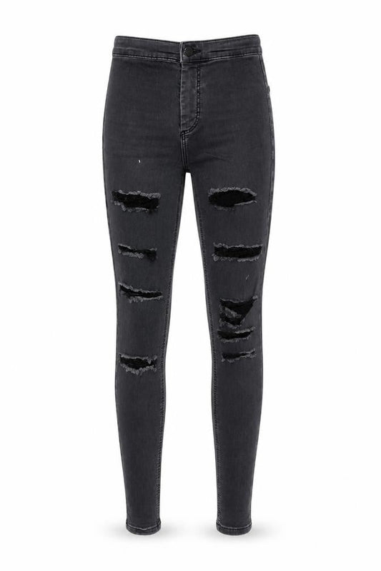 Topshop Womens Grey Cotton Skinny Jeans Size 26 in L30 in Regular Button