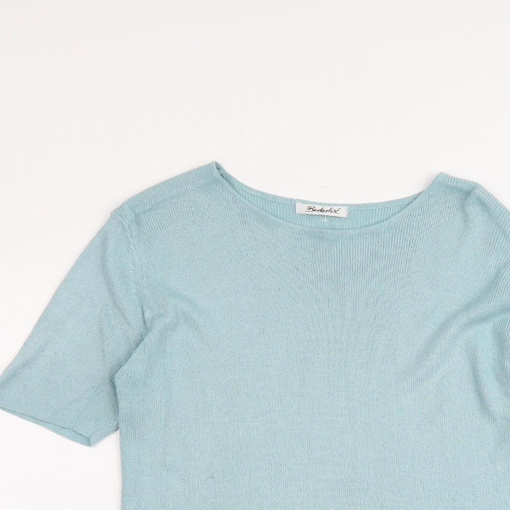 Berkertex Womens Blue Round Neck Acrylic Pullover Jumper Size 14