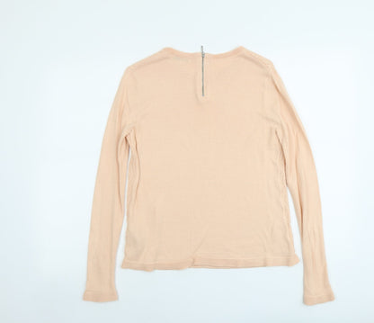 Marks & Spencer Womens Orange Round Neck Geometric Acrylic Pullover Jumper Size 10