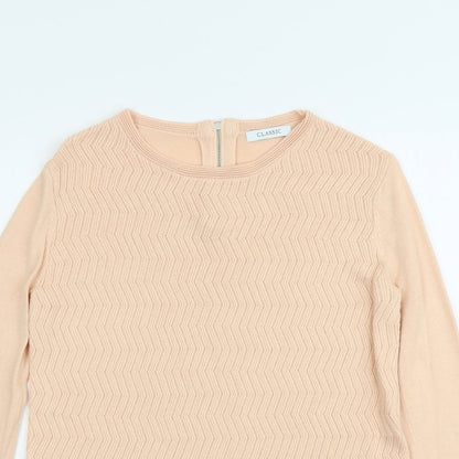 Marks & Spencer Womens Orange Round Neck Geometric Acrylic Pullover Jumper Size 10
