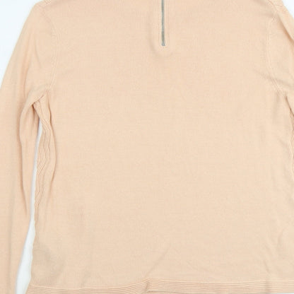 Marks & Spencer Womens Orange Round Neck Geometric Acrylic Pullover Jumper Size 10
