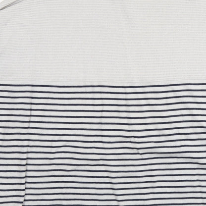 Brand and care label for Linea women’s grey round neck striped viscose jumper, size XL