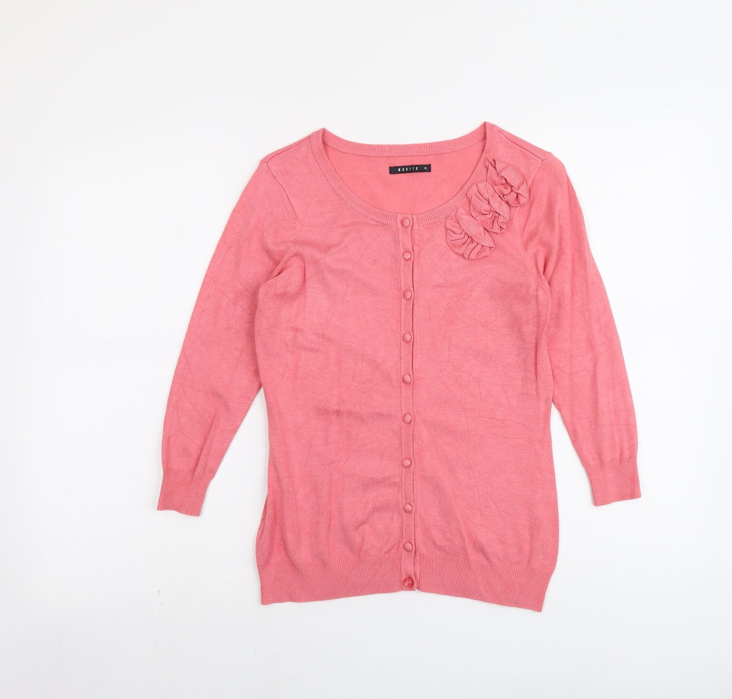 Mohito Womens Pink Round Neck Polyester Cardigan Jumper Size XS