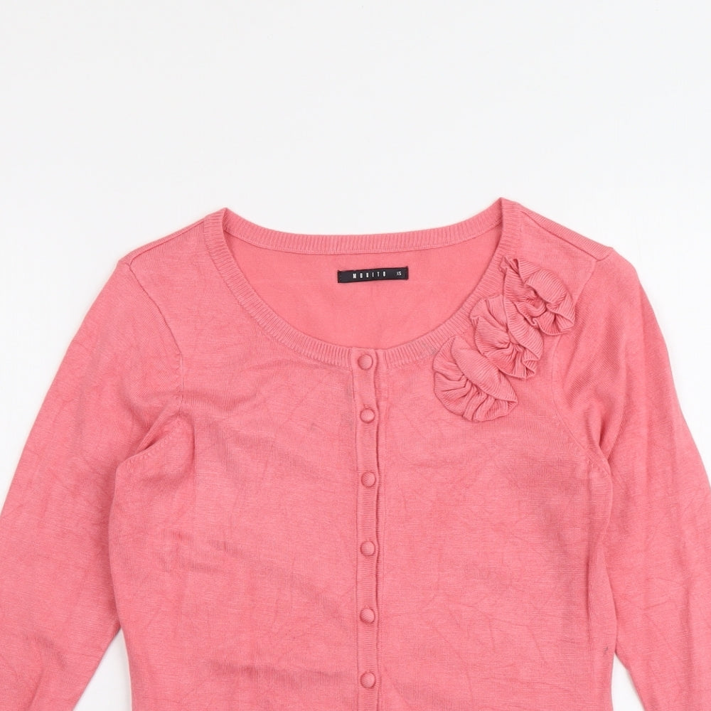 Mohito Womens Pink Round Neck Polyester Cardigan Jumper Size XS