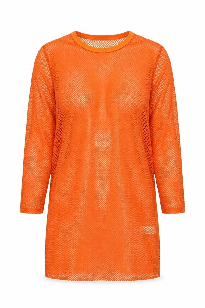 Missguided Womens Orange Polyester Tunic Blouse Size 4 Round Neck