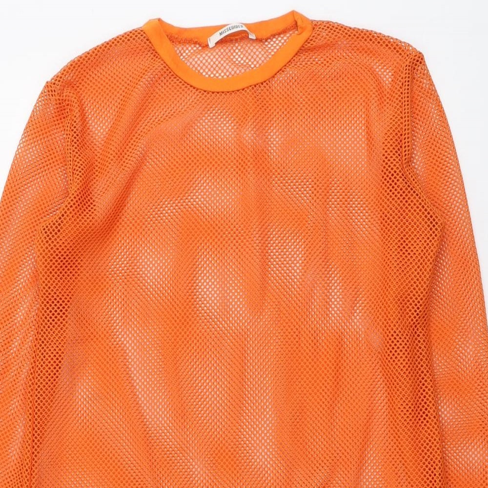 Missguided Womens Orange Polyester Tunic Blouse Size 4 Round Neck