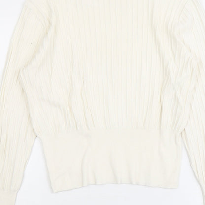 H&M Womens Ivory Round Neck Acrylic Pullover Jumper Size S