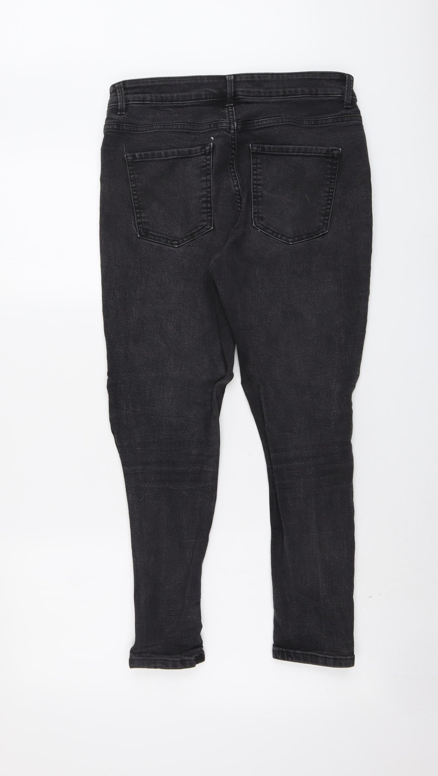 Marks and Spencer Womens Black Cotton Skinny Jeans Size 12 L28 in Regular Button
