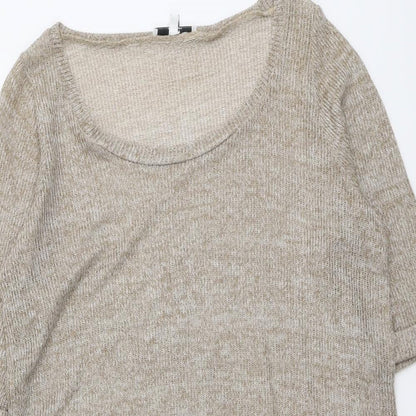 New Look Womens Beige Round Neck Acrylic Pullover Jumper Size 14