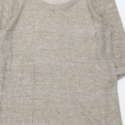 New Look Womens Beige Round Neck Acrylic Pullover Jumper Size 14