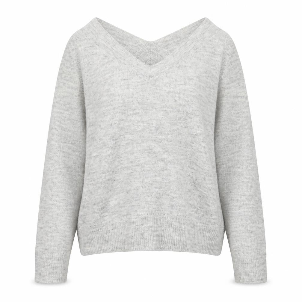 Dorothy Perkins Womens Grey V-Neck Acrylic Pullover Jumper Size 10