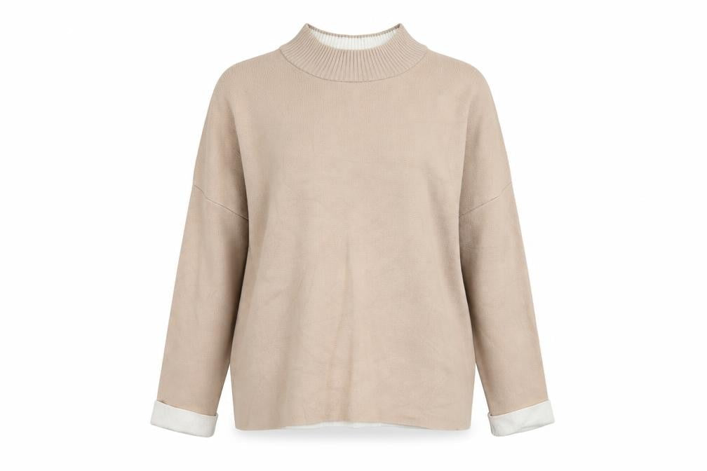 New Look Womens Beige Round Neck Cotton Pullover Jumper Size 8
