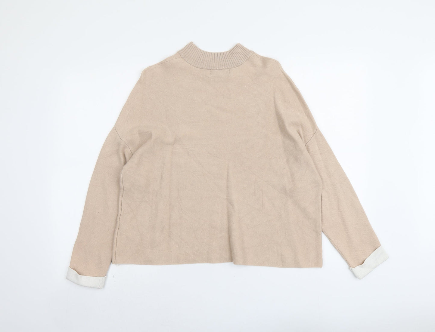 New Look Womens Beige Round Neck Cotton Pullover Jumper Size 8