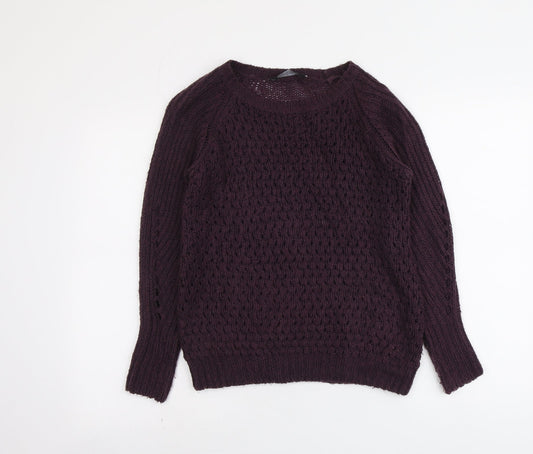 Dorothy Perkins Womens Purple Round Neck Acrylic Pullover Jumper Size 8