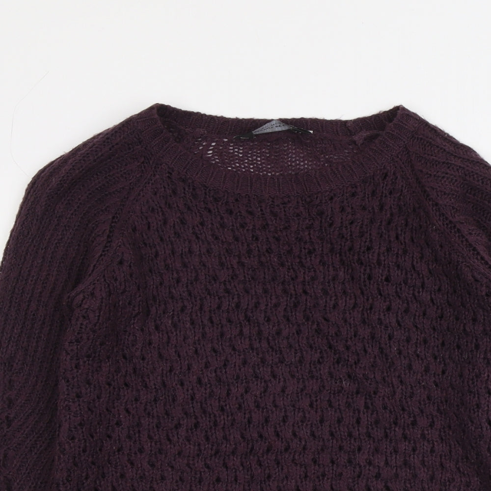 Dorothy Perkins Womens Purple Round Neck Acrylic Pullover Jumper Size 8