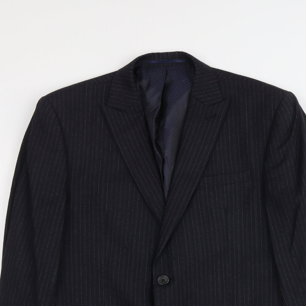 NEXT Mens Blue Striped Polyester Jacket Suit Jacket Size M Regular