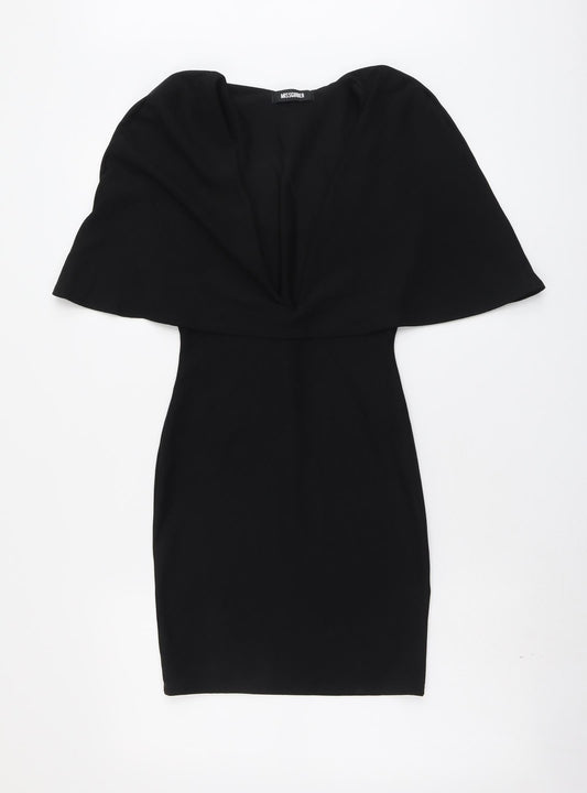Missguided Womens Black Polyester A-Line Size 6 V-Neck Pullover