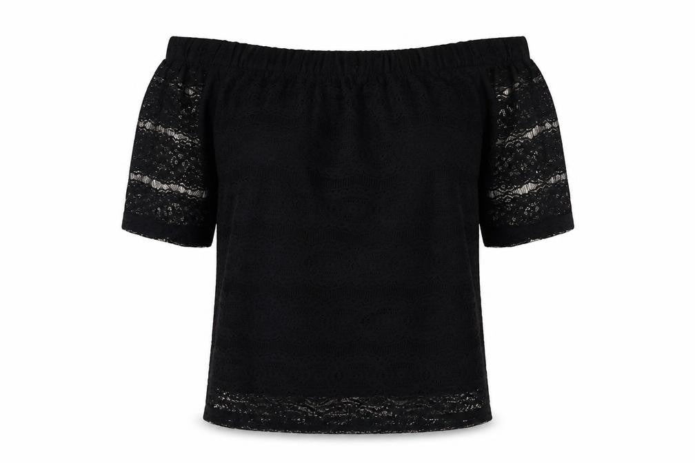 Dorothy Perkins Womens Black Polyester Basic Blouse Size 8 Off the Shoulder